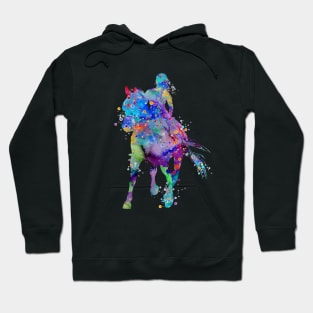 Girl Horse Rider Watercolor Equestrian Gift Hoodie